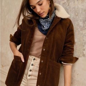 Sezane Will Brown Corduroy Sherpa Jacket Sz S